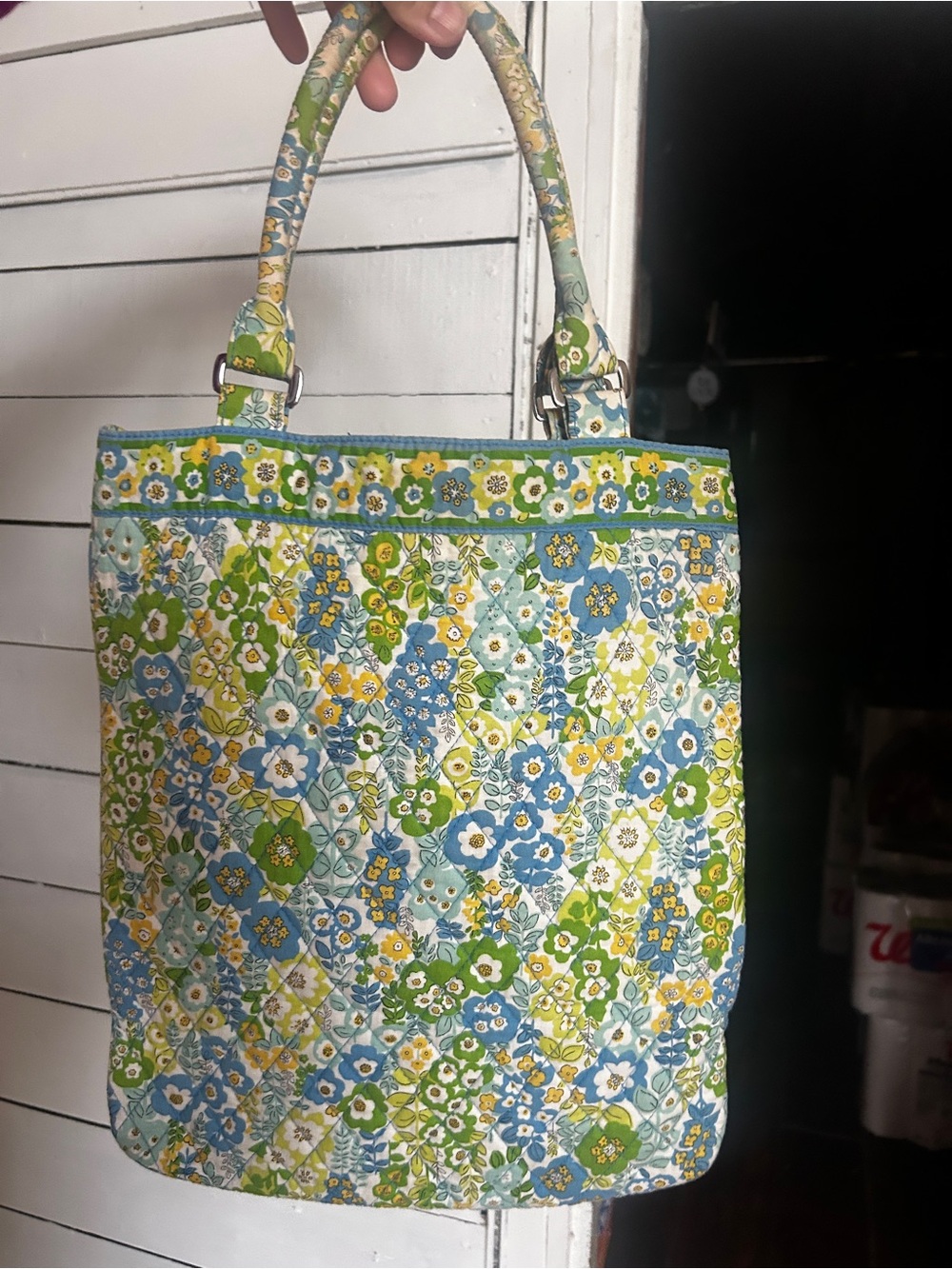 Vera Bradley Floral Quilted Tote in Blue, Green & Yellow
